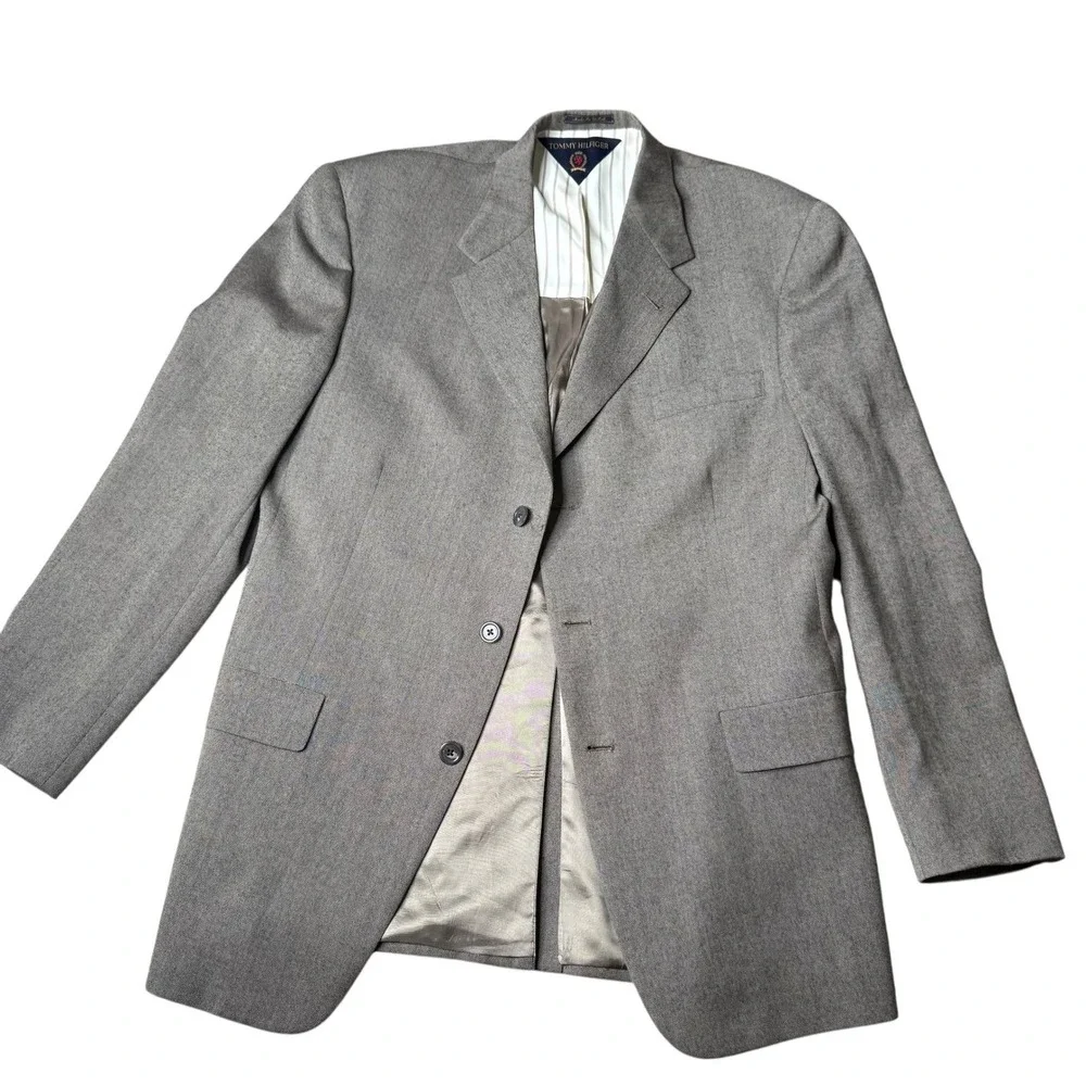 Tommy Hilfiger Blazer Sport‎ Coat Herringbone Classic Fit Made in USA 44L